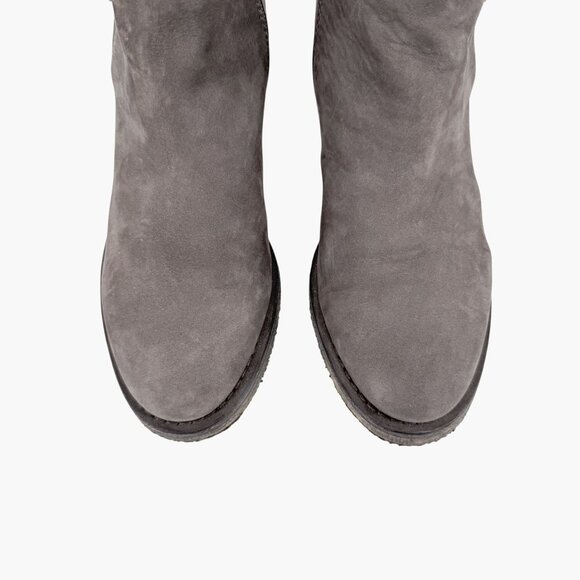 Chanel Turnlock CC Ankle Boots EU 39 US 8-8.5 Gray Suede Low Block Heel Bootie - Picture 3 of 15